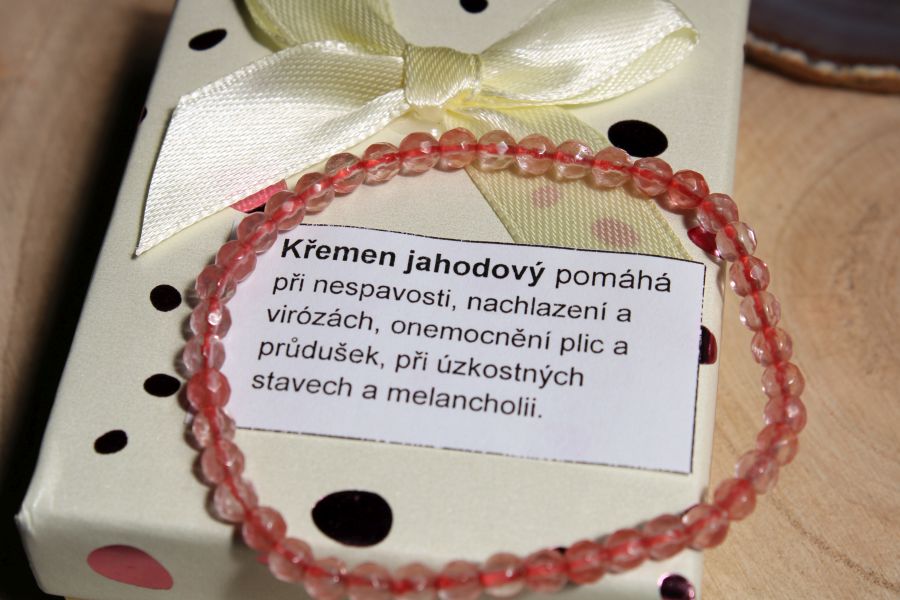 Křemen jahodový dámské náramky z minerálů a kamenů