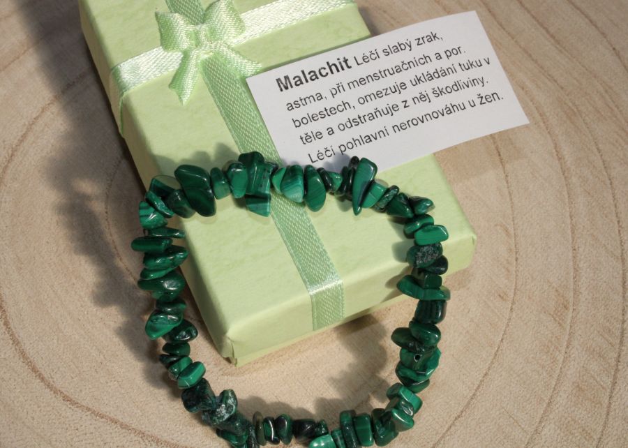 Náramek z malachitu 19 cm, přírodní minerální šperk