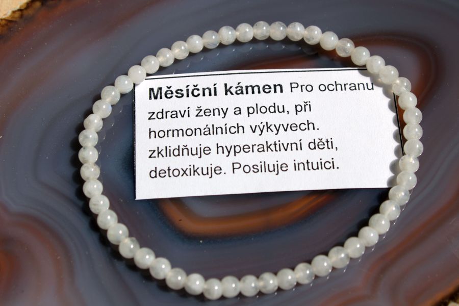 Náramek z bílého měsíčního kamene 19 cm, přírodní minerální šperk