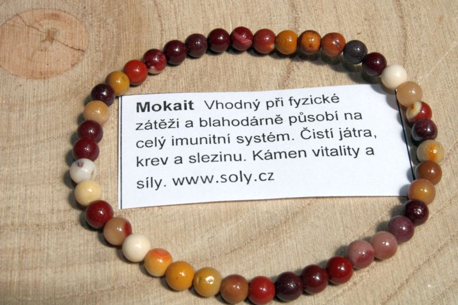 Náramek z mokaitu 4 mm, 19 cm, přírodní minerální šperk