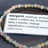 Broušený náramek z morganitu 4 mm, 19 cm, přírodní minerální šperk