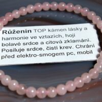 Náramek z růženínu 19 cm, přírodní minerální šperk pro ženy