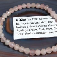 Broušený náramek z růženínu 19 cm, přírodní minerální šperk