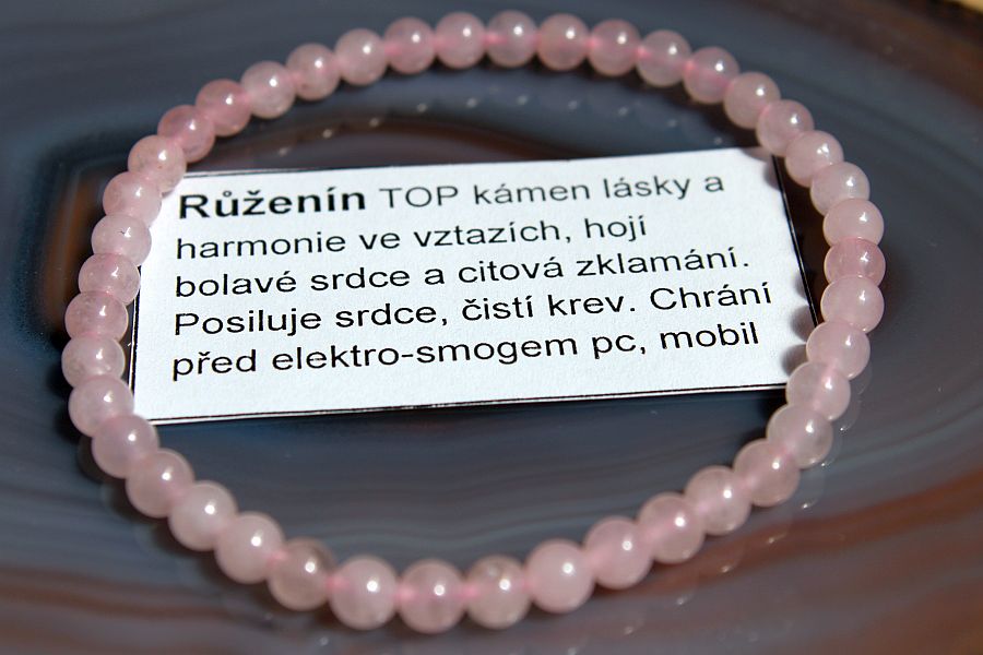 Náramek z růženínu 19 cm, přírodní minerální šperk pro ženy