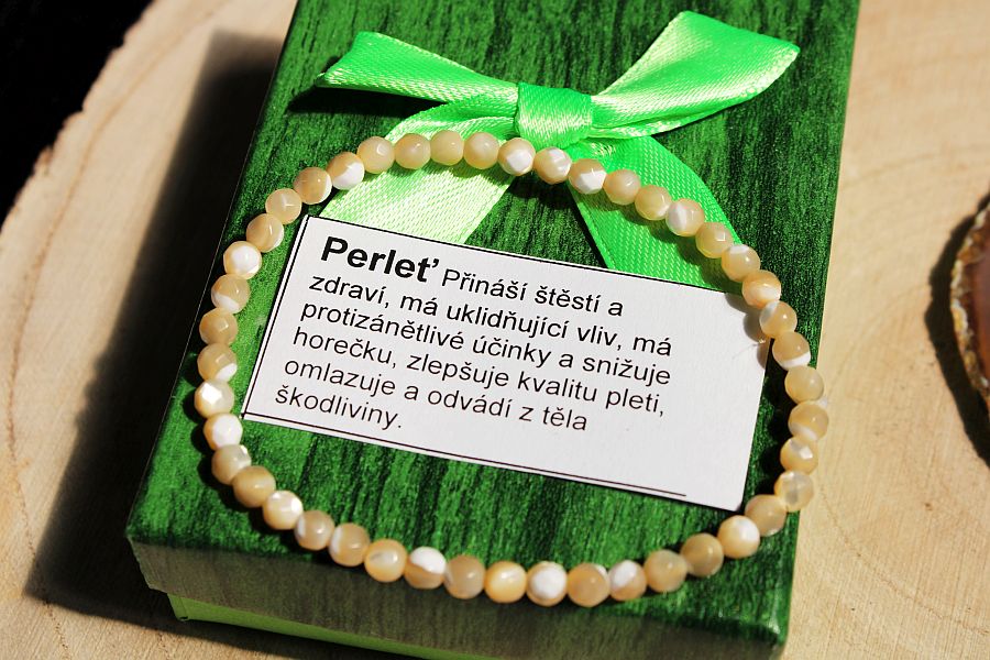 Náramek z perleti 19 cm, přírodní minerální šperk