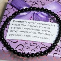 Náramek z černého turmalínu sekaný 19 cm, přírodní minerální šperk