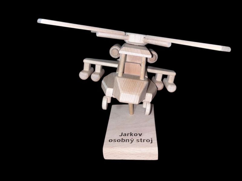 Dřevěná vojenská helikoptéra Apache pro sběratele
