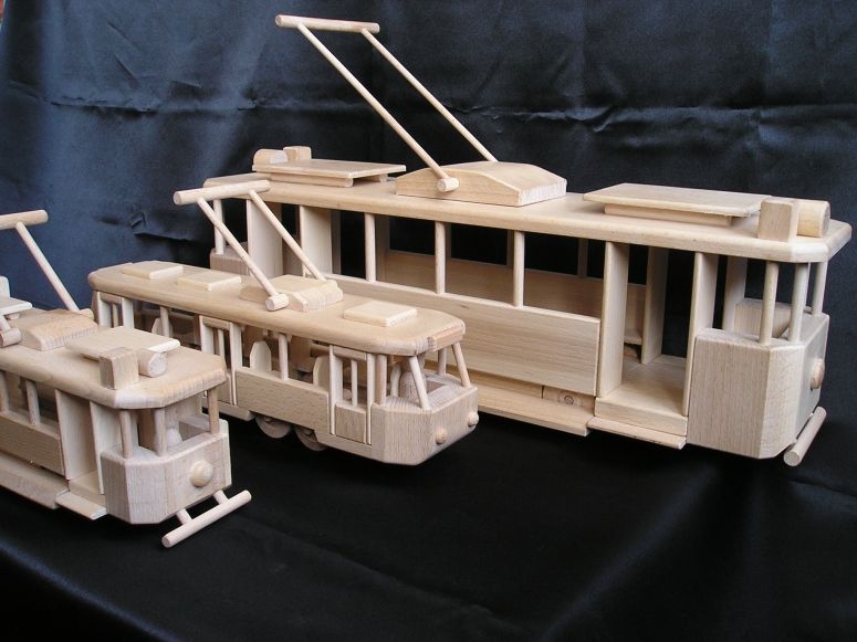 Dřevěný modely městské tramvaje