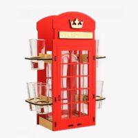 Telefonní budka – dekorativní láhev 0,5l s panáky