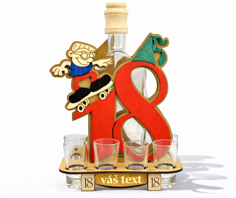 Dárek k osmnáctým narozeninám – stylová láhev 18