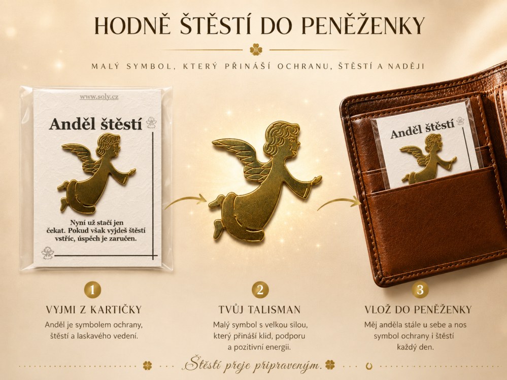 Suvenýr pro štěstí anděl, ochranný amulet a talisman do peněženky