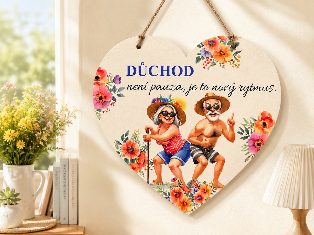 Odchod do důchodu citát na závěsné cedulce