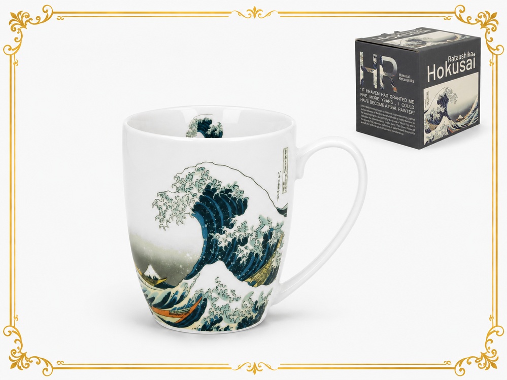 Dárkový hrnek s motivem japonsko, vlny Hokusai malíř