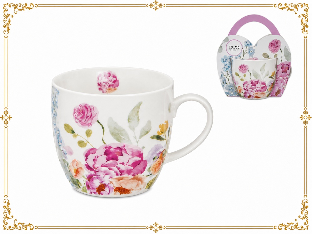 Dekorační dárkový porcelánový hrnek motiv květina kvítka
