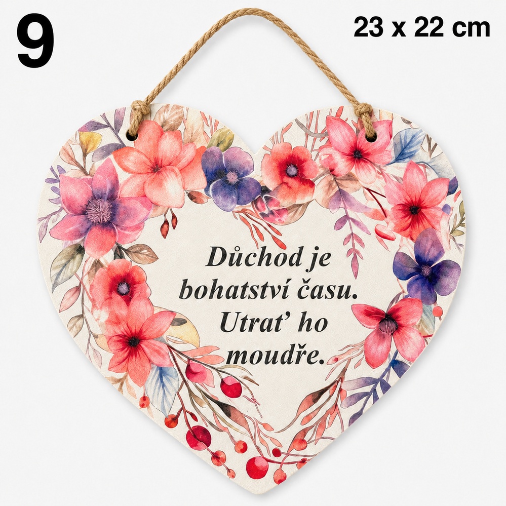 Srdíčko s citátem jako památka na odchod do důchodu