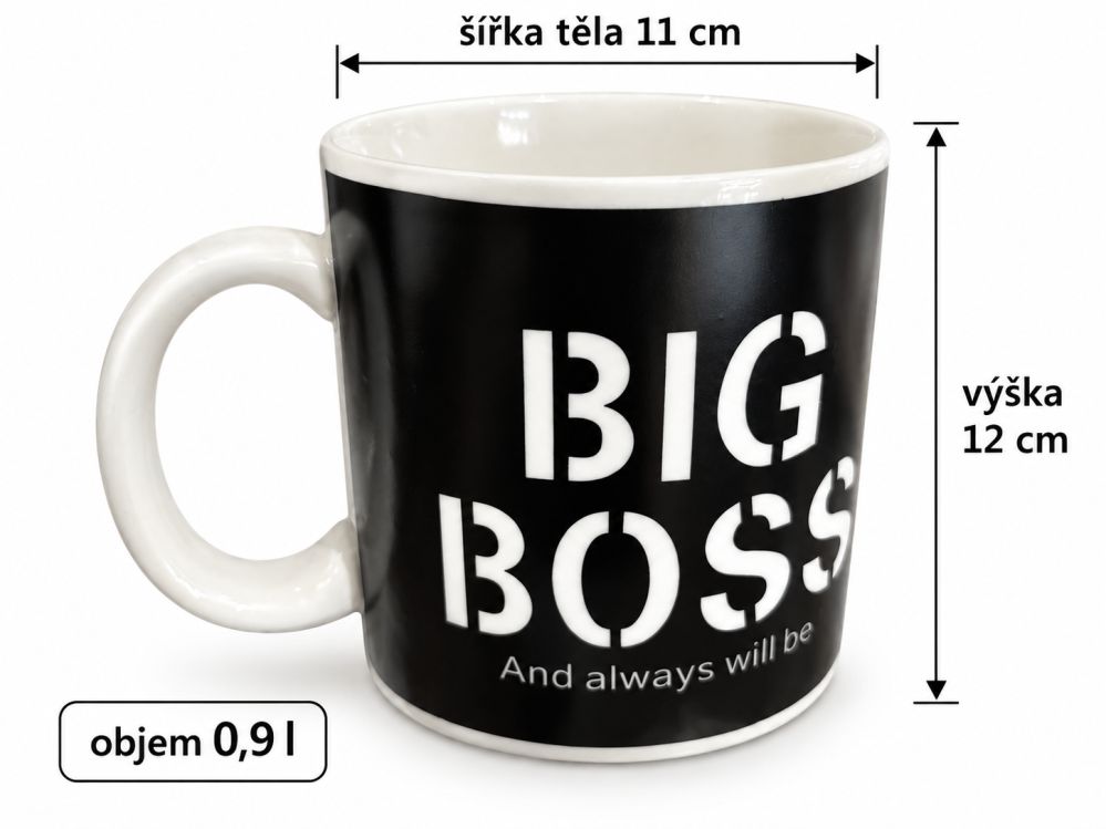 Dárkový hrnek s nápisem BIG BOSS - velký šéf s velkým obsahem