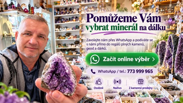 Online výběr minerálů přes WhatsApp přímo z kamenné prodejny s osobní pomocí při výběru kamenů